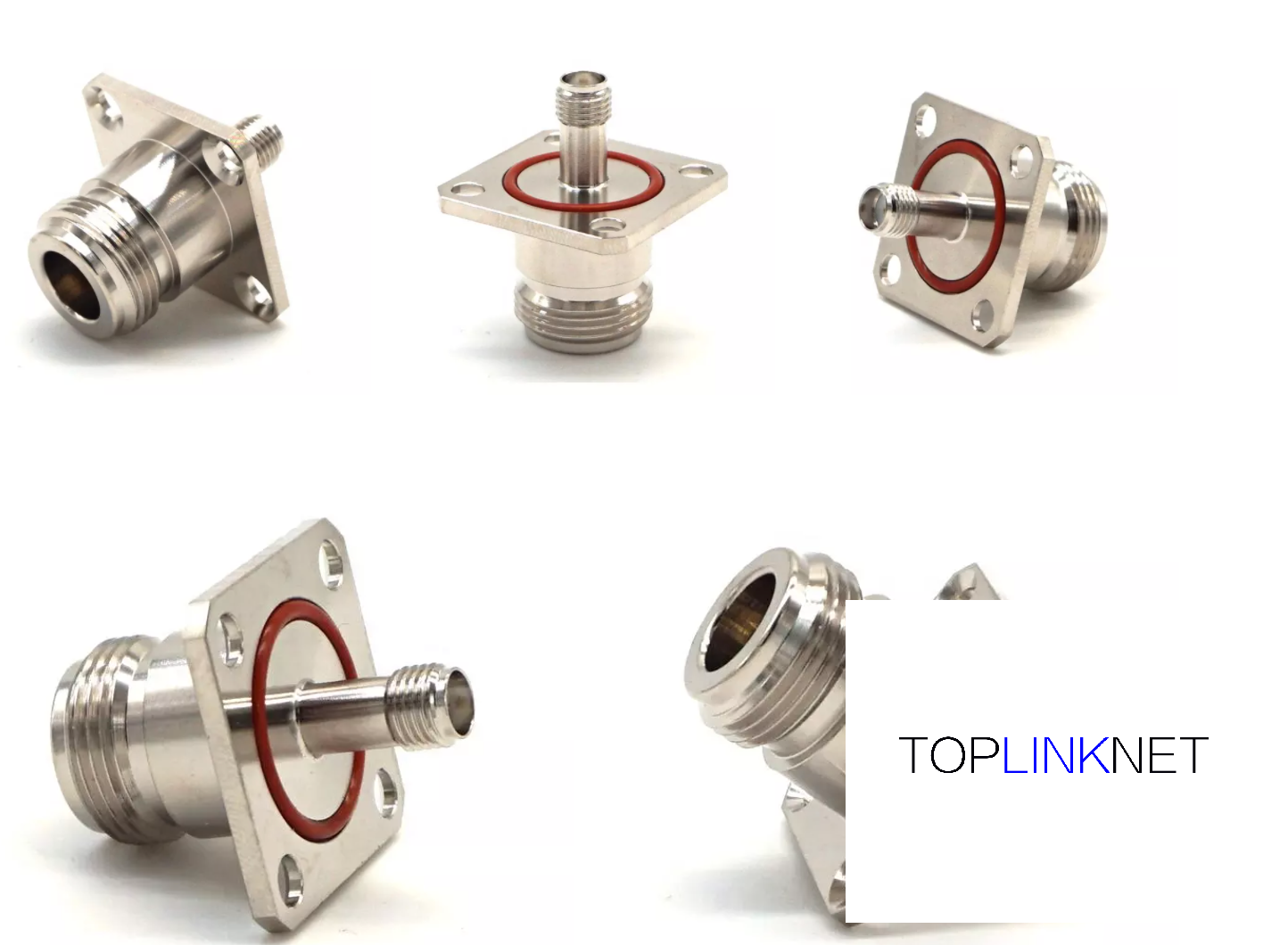 SMA female to N female flange mount nickel plated inter-type adaptor N jack to SMA jack flange mount N to sma rf adapter.png