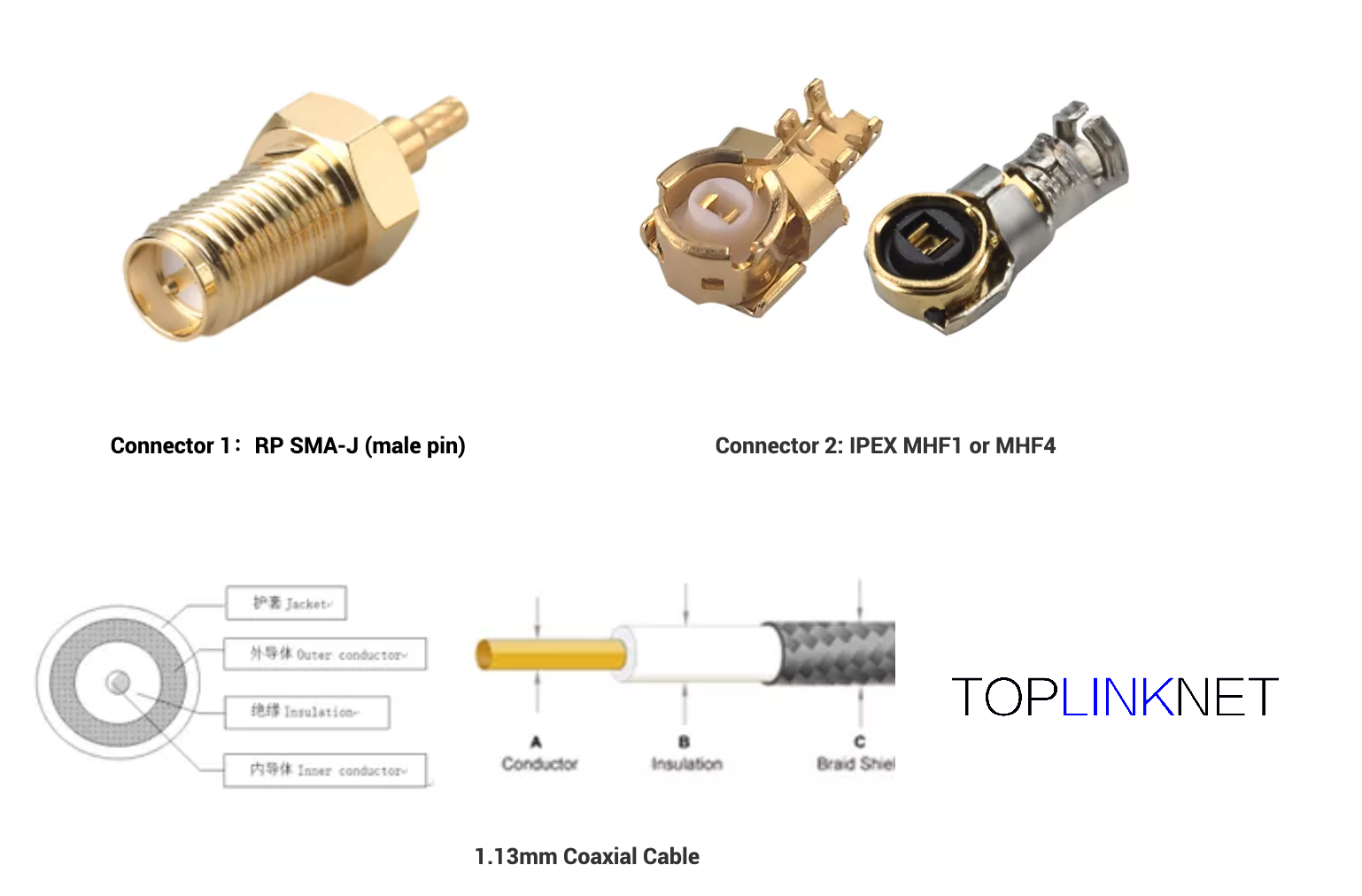 RF Cable Assembly with SMA Connector IPEX Connector