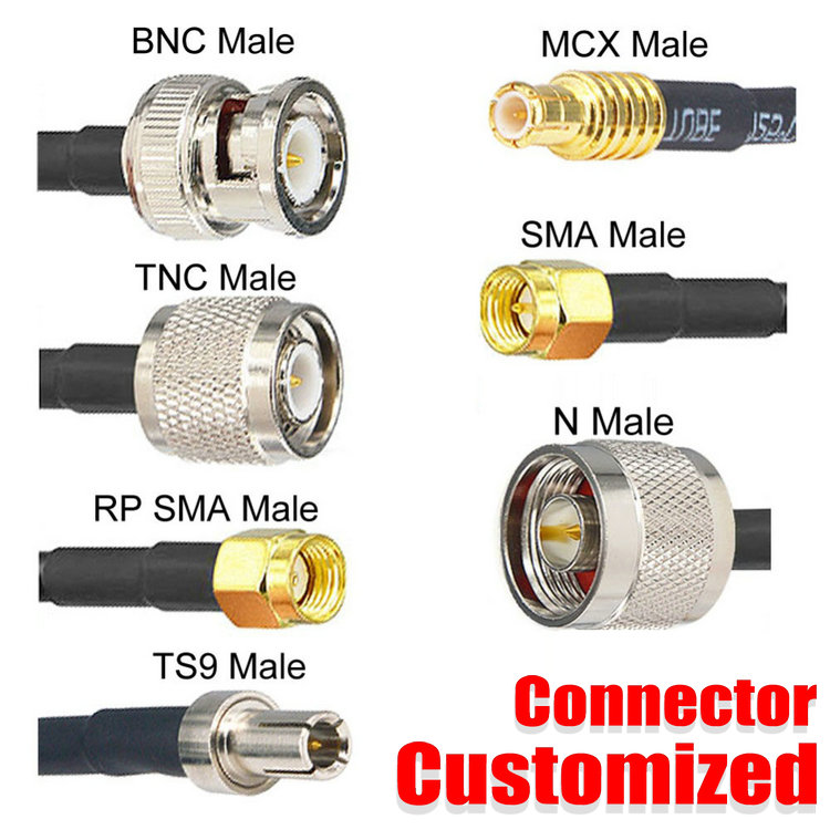 OEM RF jumper coaxial pigtail cable 1.13/RG174/RG178/RG316/RG58/LMR200/LMR400 with SMA/TNC/BNC/ ufl connector