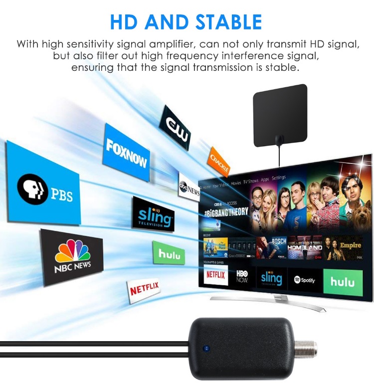 Long Range Communication Antenna Tv Digital 1080p 4k Free Channel Digital Indoor Hdtv Uhf Vhf Film Tv Antenna